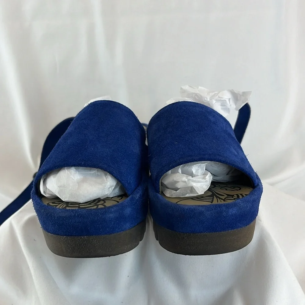Fly London Royal Blue Suede Sandals w/ Long-Length Strap - Picture 6 of 8
